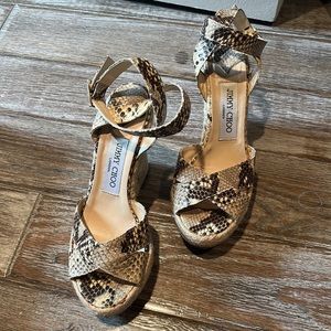 EUC! Jimmy Choo ankle strap espadrille Wedge!